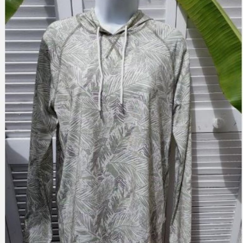 Boca Island Wear Swim Hoodie Womens Small  Green Leaf Print Stretch Quick Dry